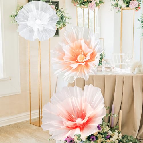 3 Pcs Giant Flowers Decorations for Wedding Backdrop (Flower / White,orange, Flesh Pink)