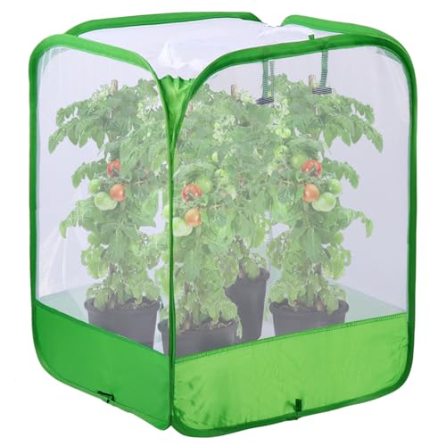 36" Large Mesh Plant Cover for Outdoor (White with Green / 24 x 24 x 36 inches)