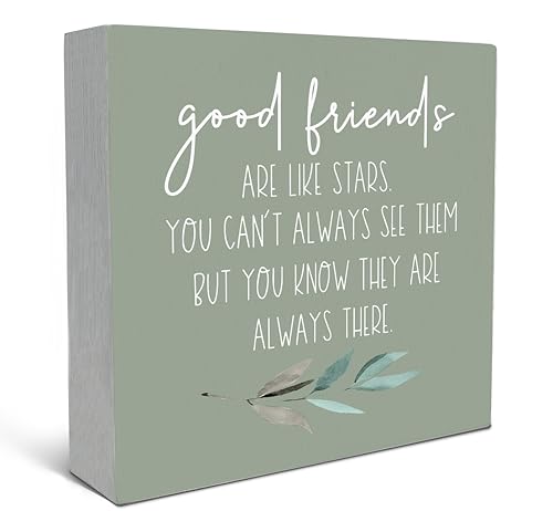 Good Friends Are Like Stars Wood Box Sign Desk Decor (GOOD-green / 5 x 5 inches)
