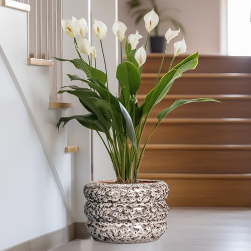 Ceramic Flower Pots (13 Inch / Leopard Print White)