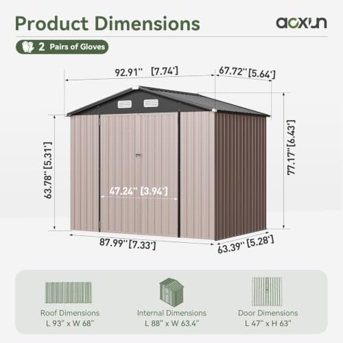 8x6 FT Shed Outdoor Storage Shed with Floor Brown (Brown / 8'x6')