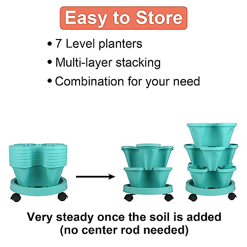Stackable Planter (Teal / 7Tier-2 Pack)