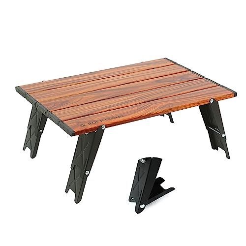 Ultralight Folding Beach Table Adjust Height Aluminum Portable Mini Camping Table (Small / Height Adjustable / Wood Grain)