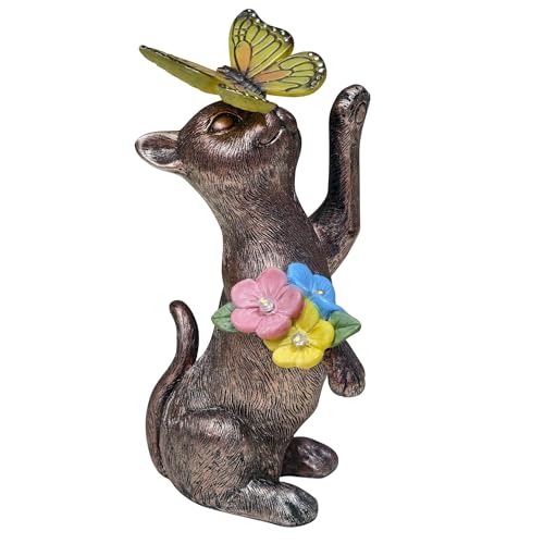 Solar Cat Statue Butterfly Light Weather (Solar Cat Statue)