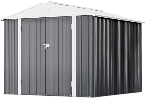 8x6FT Outdoor Storage Shed (8x6 / Gray)