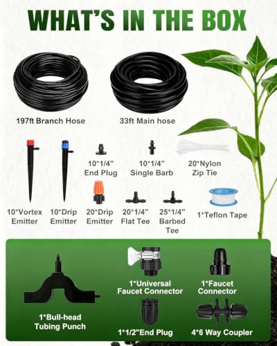 230FT Drip Irrigation System with 5 (230FT)