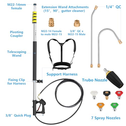24 FT Telescoping Pressure Washer Wand Extension (24FT-LSE)