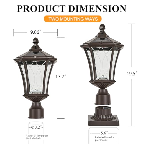Dusk to Dawn Solar Outdoor Post Lights (L-1-BR)