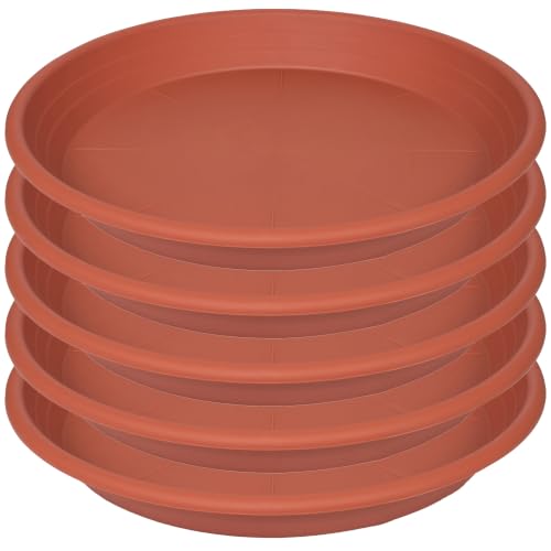 Plant Saucer 5 Pack 14 Inch Durable Plastic Plant Trays (14" (5 pack) / Terracotta)