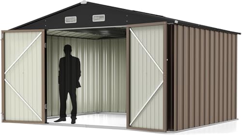10x8FT Outdoor Storage Shed Brown (10x8 / Brown)
