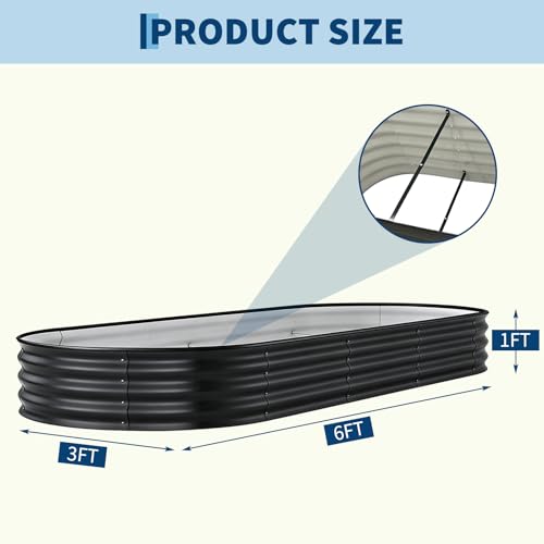 2 Pack 8x4x1ft Galvanized Raised Garden Bed (Gray-oval / 8x4x1ft 2pcs)