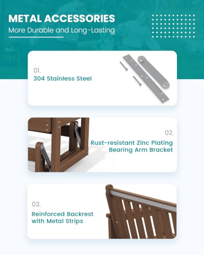 HDPE Outdoor Glider Bench Set of 4 (Brown / 4 Pack)