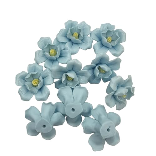 10PCS 3D Flower Ceramics Mosaic Tiles (3D Flower - Sky Blue)