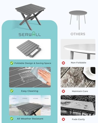Small Folding Outdoor Side Table Set of 4 (Grey / Foldable 4-pack)