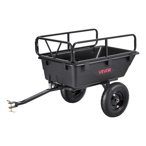 500Lbs 10 Cu.Ft. ATV UTV Trailer Tow Behind Dump Cart