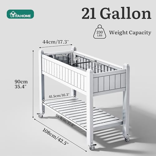 Raised Garden Bed 42.5x17.3x35.4 in (43x18x35in / White)
