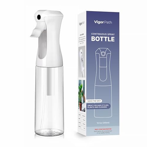 Continuous Mist Clear Spray Bottle 300ml Fine Mist for Hair (Clear - 10oz)