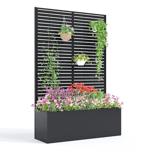 Metal Planter Box with Trellis 71"x47"x16" (Strips / no wheel)