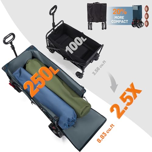 47" L Collapsible Wagon with Tailgate & Brake (Blue / 250L)