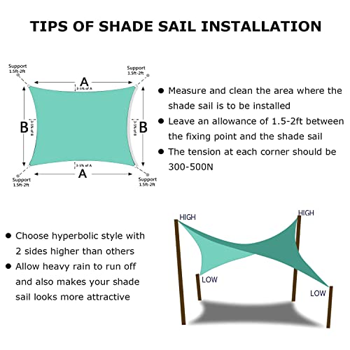 6'X24' Sun Shade Sail Turquoise Curved Rectangle Customizable (Turquoise / 6'X24' custom)
