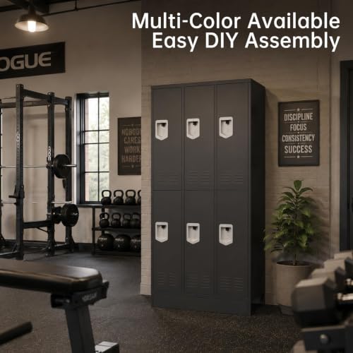 6 Door Metal Storage Locker for Employees (Grey / 6 Door-(72"H x 35.4"W x 15.75"D))