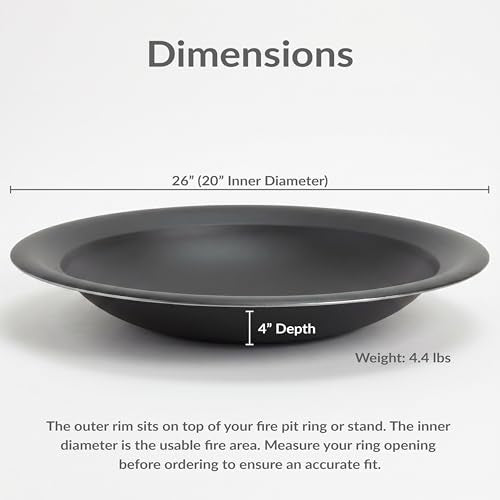 Sunnydaze Outdoor Fire Pit Bowl Replacement Insert (Black / 26 in)