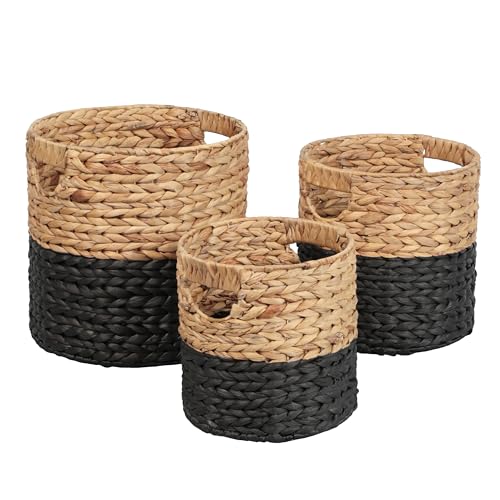 Avery 3 Piece Cylinder Nesting Baskets 13" (Black/Natural)
