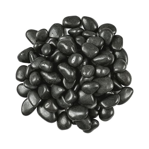 Black Pebbles 0.8 x 1.2in. Polished Decorative Stone Pebble Bag (35200 Ounce)