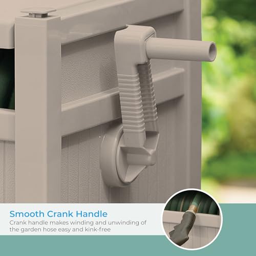 100' Garden Hose Reel Hideaway for 5 (100' (Light Taupe))