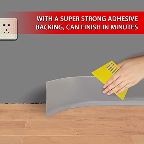Vinyl Wall Base Rubber Baseboard Molding Trim Self Adhesive 3" Wide (Gray / 3in x 40ft)
