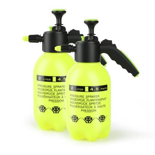 2 Pcs 1 2 Gallon Plastic Handheld Pump Sprayer (Yellow / 1/2 Gallon)