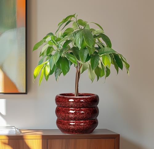 Ceramic Flower Pots (8 Inch / Leopard Print Red)
