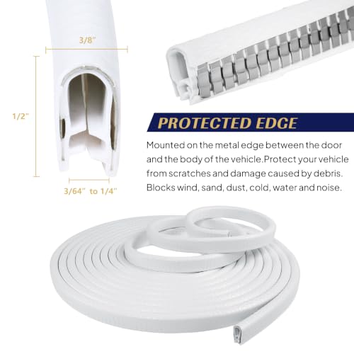 1/2" x 3/8" U‑Channel Edge Trim Seal Strip with Metal Clips 120Ft (120Foot / White)