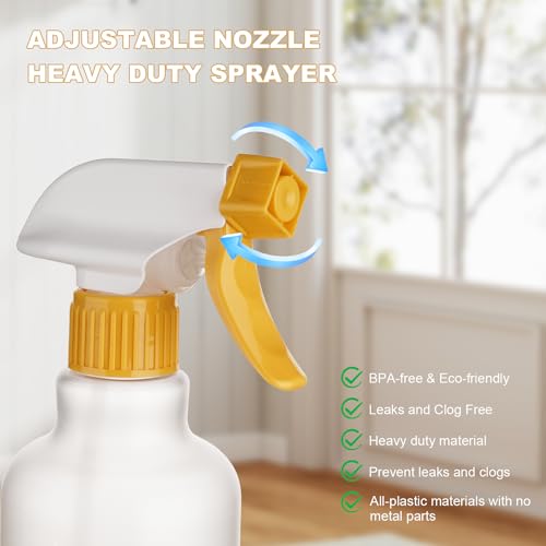 12oz 350ml Plastic Spray Bottles 2 Pack (Yellow)