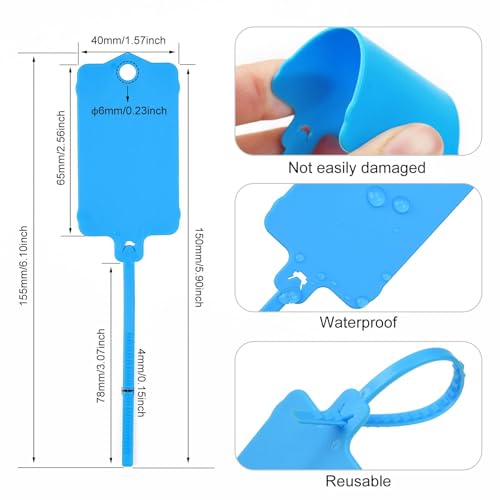 10000 Blank Plastic Tags for Labeling Reusable Hanging Tags Ties Key Tags Storage Tags Waterproof Plastic Mark Label Writable Hang Sign (Blue / 10000 PCS)