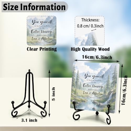 Motivational Quote for Home Office Book Shelf Table Decor 6.3x6.3 Inch 15 (Multicolor 1739 / Wooden sign with iron frame（6.3 x 6.3 inches）)