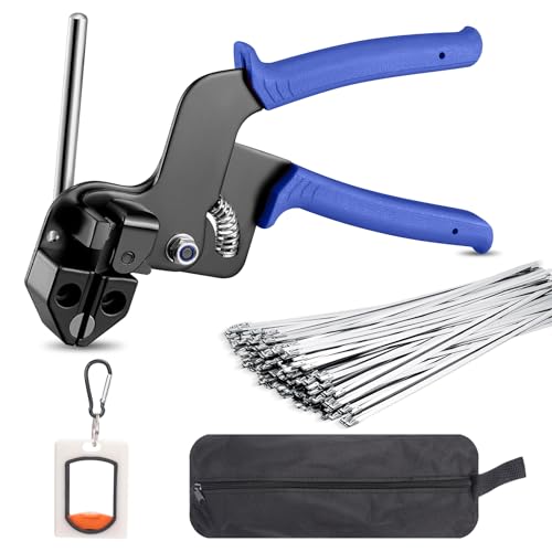Metal Zip Tie Gun Kit with 200 Pcs 12" Stainless Steel Cable Ties (Silver / 12 inch (200 pcs) + Tool (0.12-0.47 inch))
