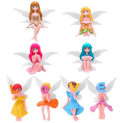 8 Pcs Fairy Figurines Miniature Fairies Love Letter Theme Set (3.46*2.16 inch)