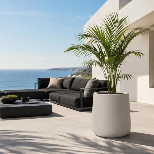 12.6" Premium Conico Fiberstone Outdoor Planter (Taupe / 13" H x 12.6" D)