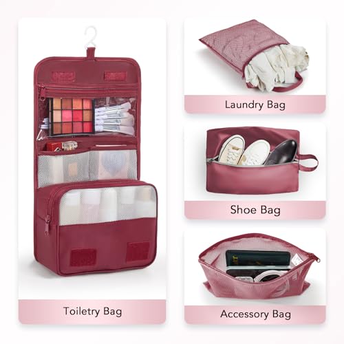 10 Set Compression Packing Cubes for Travel Essentials (Wine Red)