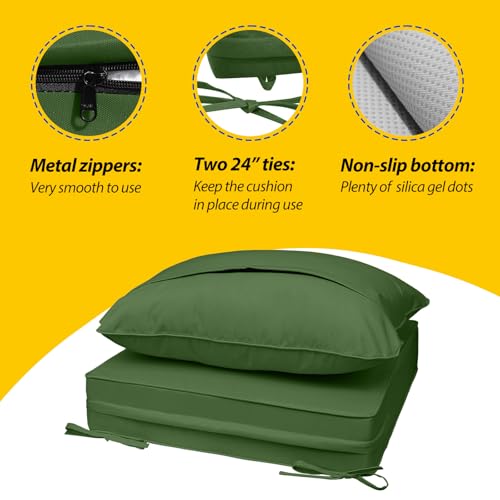 Outdoor Chair Cushions (Dark Moss Green / 22"x24"x5" / 22"x19")