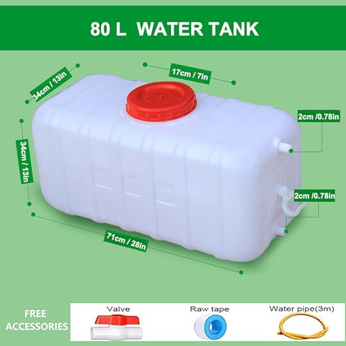 Large Capacity Water Tank with Spigot for Camping Plastic Water Storage Tank Water Container for Emergency Storage Household Outdoor Camping RV Self (21 gal)