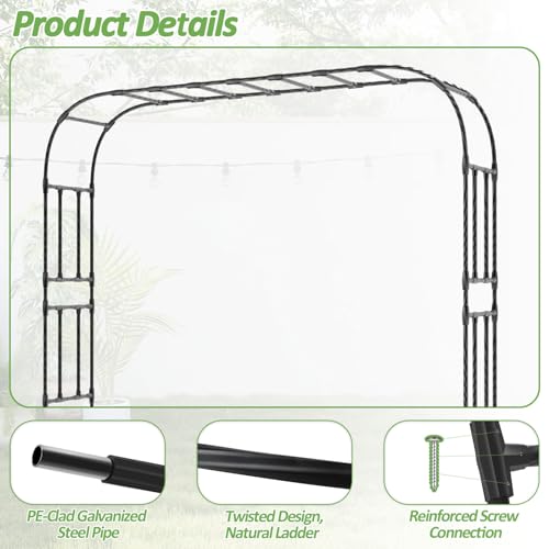 Thickened Metal Garden Arch (126（L）*94(H)*16(W)IN)