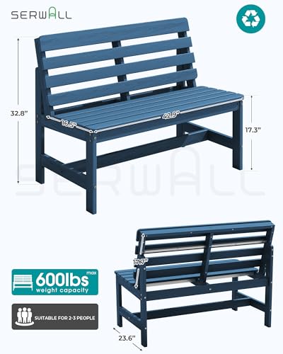 Armless Outdoor Bench (Navy / 2 Person)