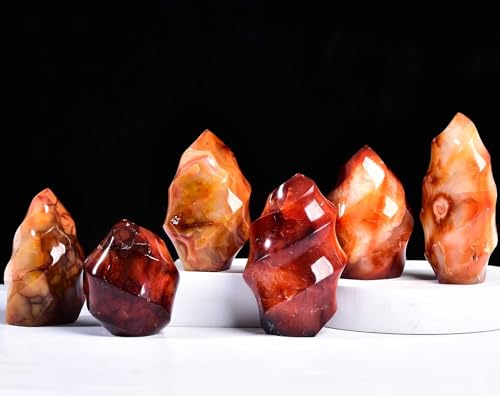 Red Agate Flame Shaped Stone Towers Obelisk Natural Healing Crystal Quartz Reiki Energy Decoration Home Office 1.5
