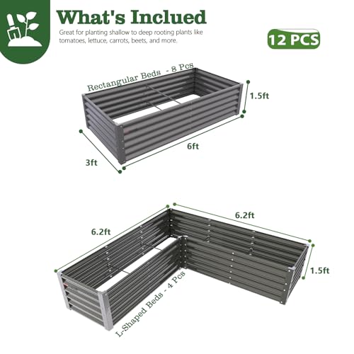 Anleolife 12 Bed Rectangle & L (Set of 12 / Grenst-grey)