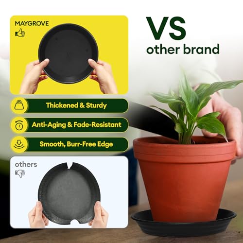 4 Pack 8" Plant Saucers Heavy Duty Plastic Plant Trays for Pots