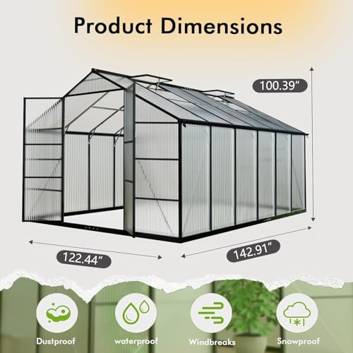 10X12FT Greenhouse with Thermometer (10×12 FT With Thermometers)