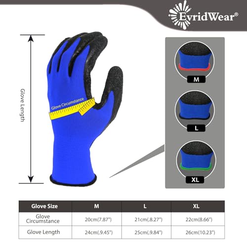 Crinkle Latex Rubber Hand Coated Safety Work Gloves for Men Women General Multi Use Construction Warehouse Gardening Assembly Landscaping (X-Large / Blue-120 Pairs)