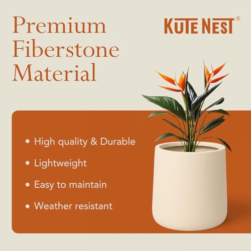 12.6" Premium Conico Fiberstone Outdoor Planter (Kilim Beige / 13" H x 12.6" D)